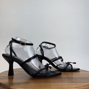 Womens ALOHAS Malia Black Leather 65 MM Strappy Bow Sandals Heels Size EU 40 GUC